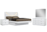 Four Piece White Solid and Manufactured Wood Bedroom Set With Mirror - Homeroots