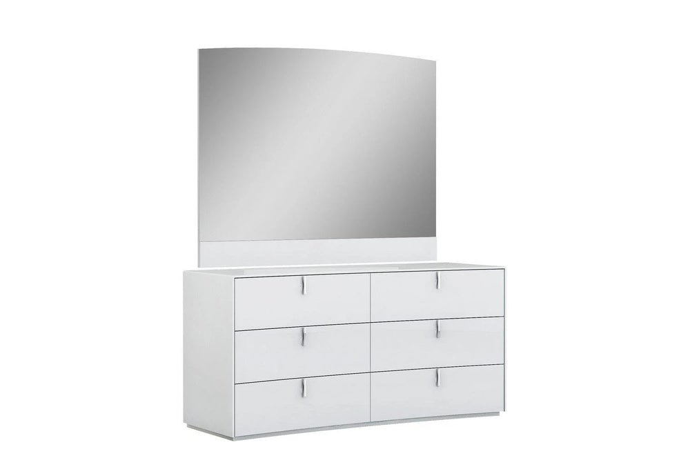 Four Piece White Solid and Manufactured Wood Bedroom Set With Mirror - Homeroots