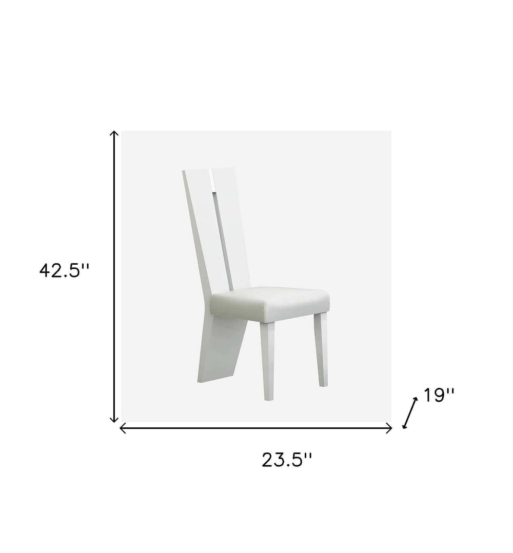 Set of Two Contemporary Sleek High Gloss White Dining Chairs - Homeroots - Flyclothing LLC