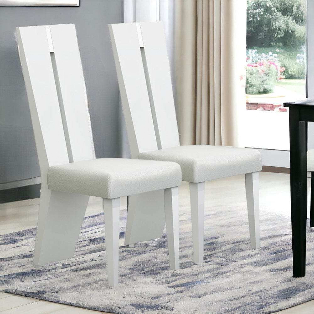 Set of Two Contemporary Sleek High Gloss White Dining Chairs - Homeroots - Flyclothing LLC
