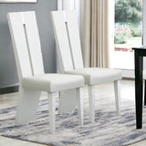 Set of Two Contemporary Sleek High Gloss White Dining Chairs - Homeroots