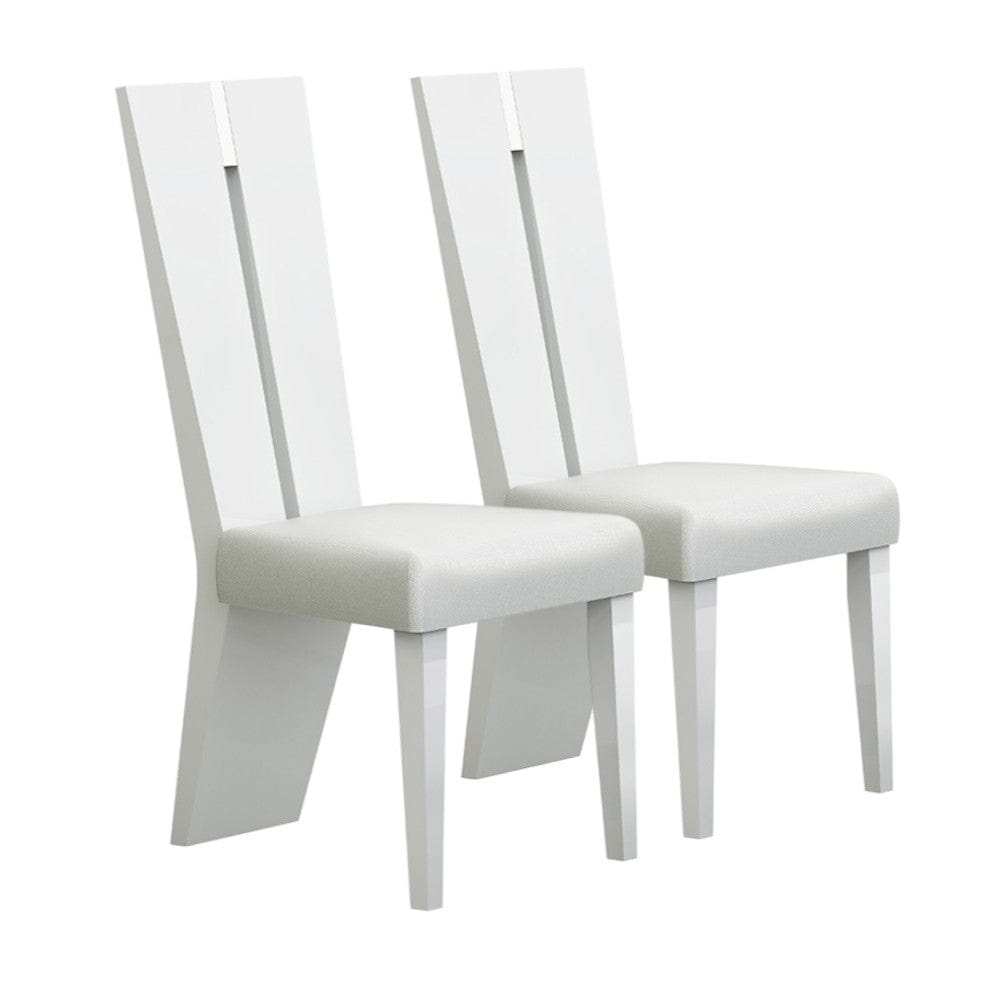 Set of Two Contemporary Sleek High Gloss White Dining Chairs - Homeroots - Flyclothing LLC