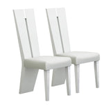 Set of Two Contemporary Sleek High Gloss White Dining Chairs - Homeroots