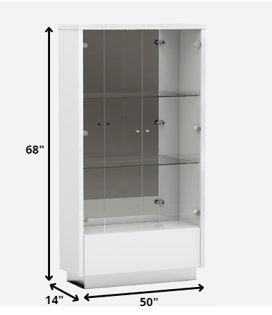 68" Silver and White Display Stand with One drawer - Homeroots - Flyclothing LLC