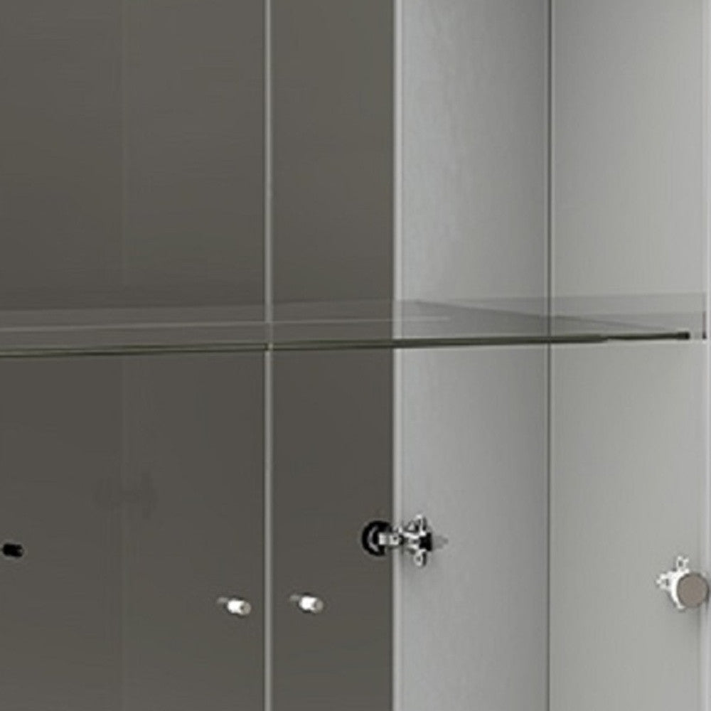 68" Silver and White Display Stand with One drawer - Homeroots - Flyclothing LLC