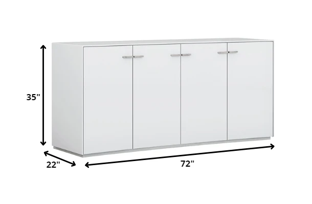 72" White Buffet Table with Four Doors - Homeroots - Flyclothing LLC