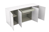 72" White Buffet Table with Four Doors - Homeroots - Flyclothing LLC