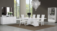 Seven Piece White Dining Set with Six Chairs - Homeroots