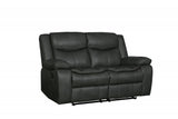 64" Gray Faux Leather Manual Reclining Love Seat - Homeroots