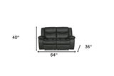 64" Gray Faux Leather Manual Reclining Love Seat - Homeroots - Flyclothing LLC