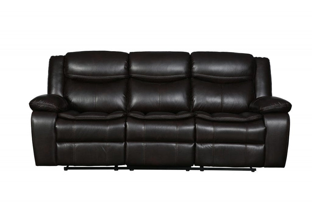 86" Brown Faux Leather Sofa With Black Legs - Homeroots - Flyclothing LLC