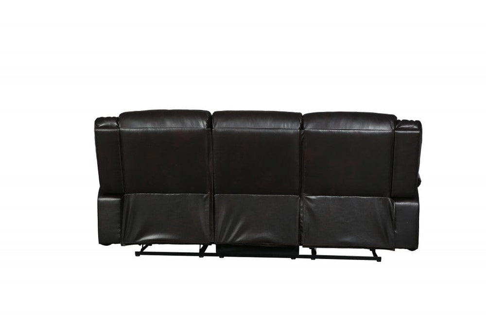 86" Brown Faux Leather Sofa With Black Legs - Homeroots - Flyclothing LLC