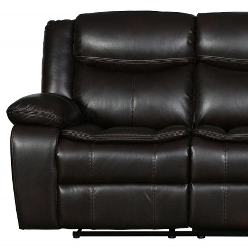 86" Brown Faux Leather Sofa With Black Legs - Homeroots - Flyclothing LLC