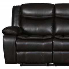86" Brown Faux Leather Sofa With Black Legs