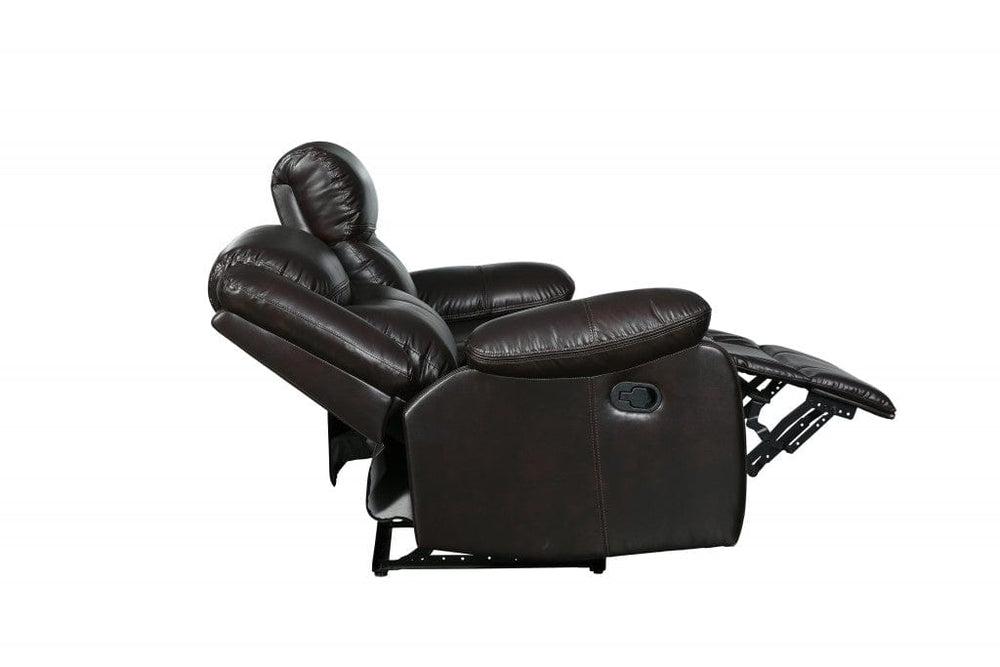 64" Brown Faux Leather Manual Reclining Love Seat - Homeroots