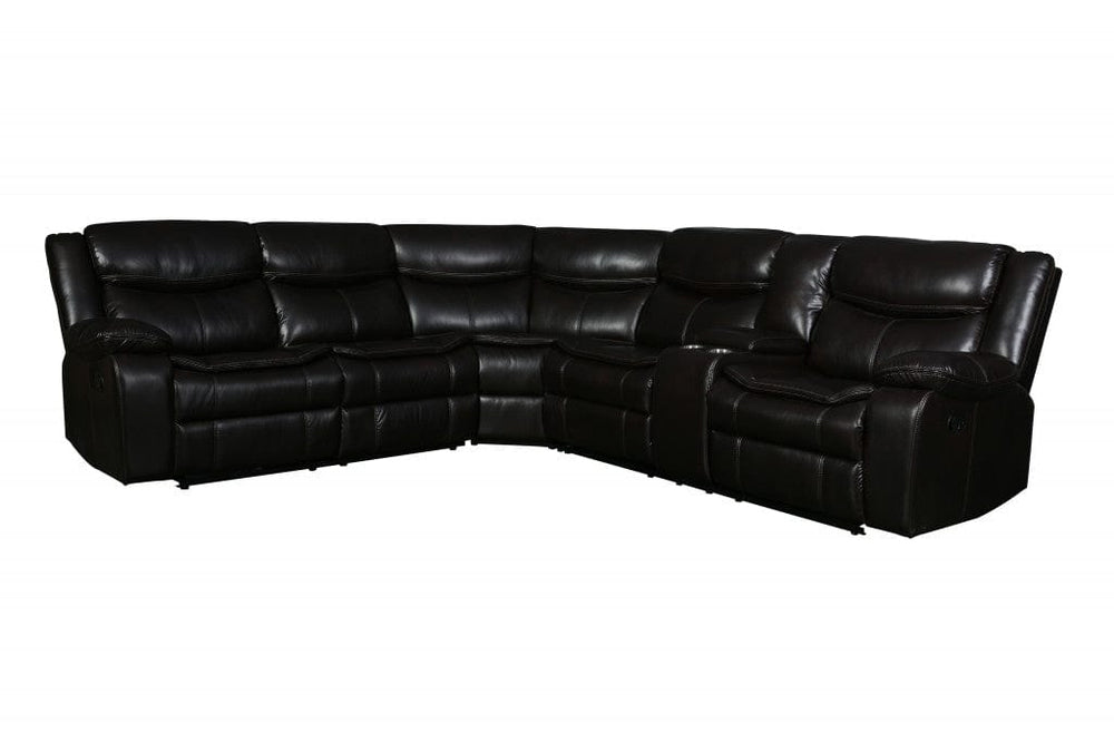 Brown Polyester Blend Reclining U Shaped Three Piece Corner Sectional With Console - Homeroots