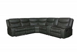 Gray Polyester Blend Reclining U Shaped Three Piece Corner Sectional With Console - Homeroots - Flyclothing LLC