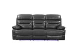 89" Gray Faux Leather USB Sofa With Black Legs - Homeroots