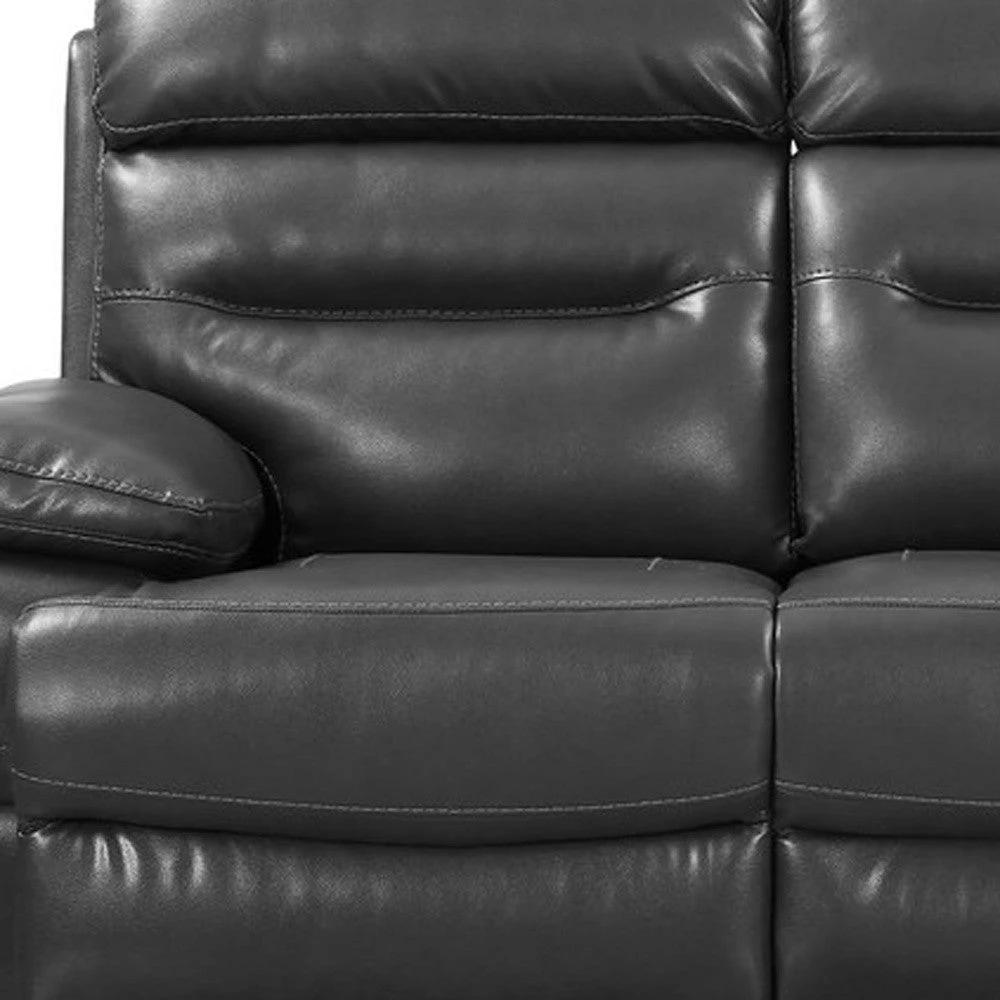 89" Gray Faux Leather USB Sofa With Black Legs - Homeroots - Flyclothing LLC