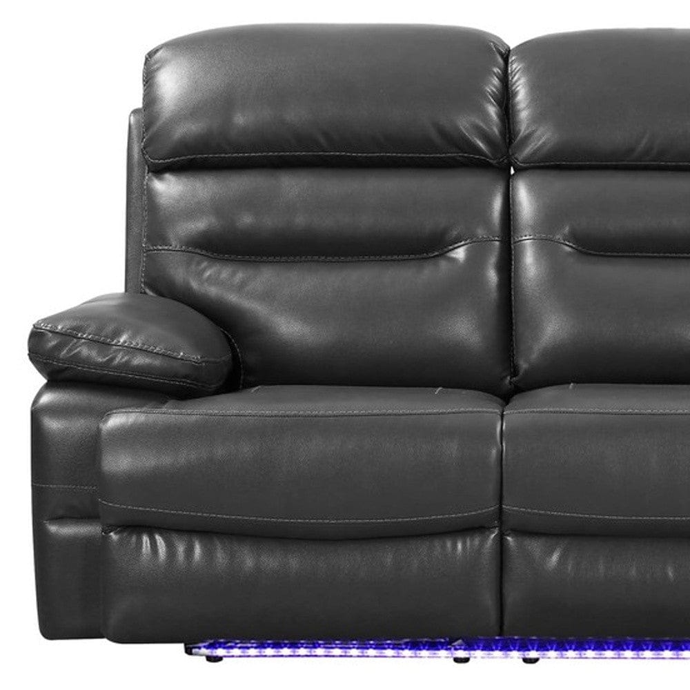 89" Gray Faux Leather USB Sofa With Black Legs - Homeroots - Flyclothing LLC