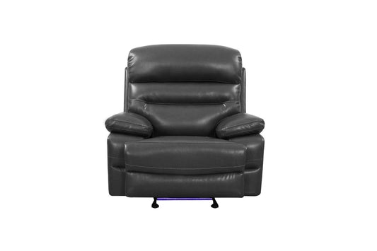 43" Grey Faux Leather Power Recliner Chair - Homeroots