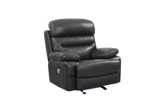 43" Grey Faux Leather Power Recliner Chair - Homeroots