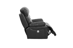 43" Grey Faux Leather Power Recliner Chair - Homeroots