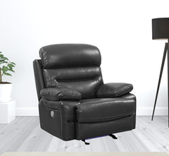 43" Grey Faux Leather Power Recliner Chair - Homeroots