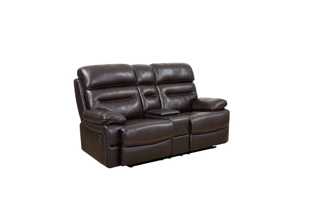 78" Brown Faux Leather Manual Reclining Love Seat With Storage - Homeroots - Flyclothing LLC