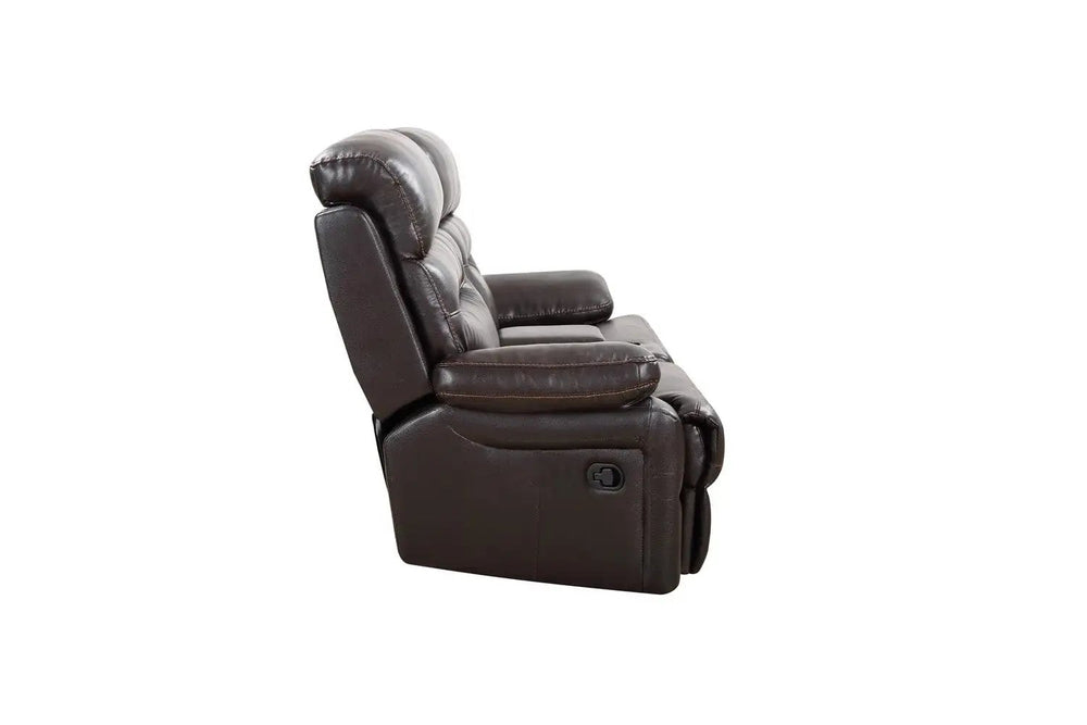 78" Brown Faux Leather Manual Reclining Love Seat With Storage - Homeroots - Flyclothing LLC
