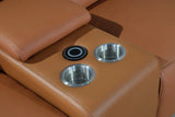 Camel Italian Leather Power Reclining U Shaped Six Piece Corner Sectional With Console - Homeroots - Flyclothing LLC