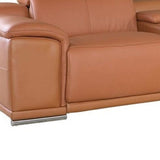 Camel Italian Leather Power Reclining U Shaped Seven Piece Corner Sectional With Console - Homeroots - Flyclothing LLC