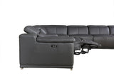Gray Italian Leather Power Reclining U Shaped Six Piece Corner Sectional With Console - Homeroots