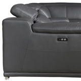 Gray Italian Leather Power Reclining U Shaped Six Piece Corner Sectional With Console - Homeroots