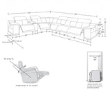 Gray Italian Leather Power Reclining U Shaped Seven Piece Corner Sectional With Console - Homeroots - Flyclothing LLC