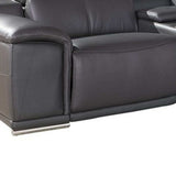 Gray Italian Leather Power Reclining U Shaped Seven Piece Corner Sectional With Console - Homeroots - Flyclothing LLC