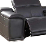 Gray Italian Leather Power Reclining U Shaped Eight Piece Corner Sectional With Console - Homeroots - Flyclothing LLC