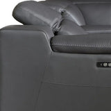 Gray Italian Leather Power Reclining U Shaped Eight Piece Corner Sectional With Console - Homeroots - Flyclothing LLC