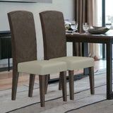 Set of Two Gray And Espresso Upholstered Dining Side Chairs - Homeroots