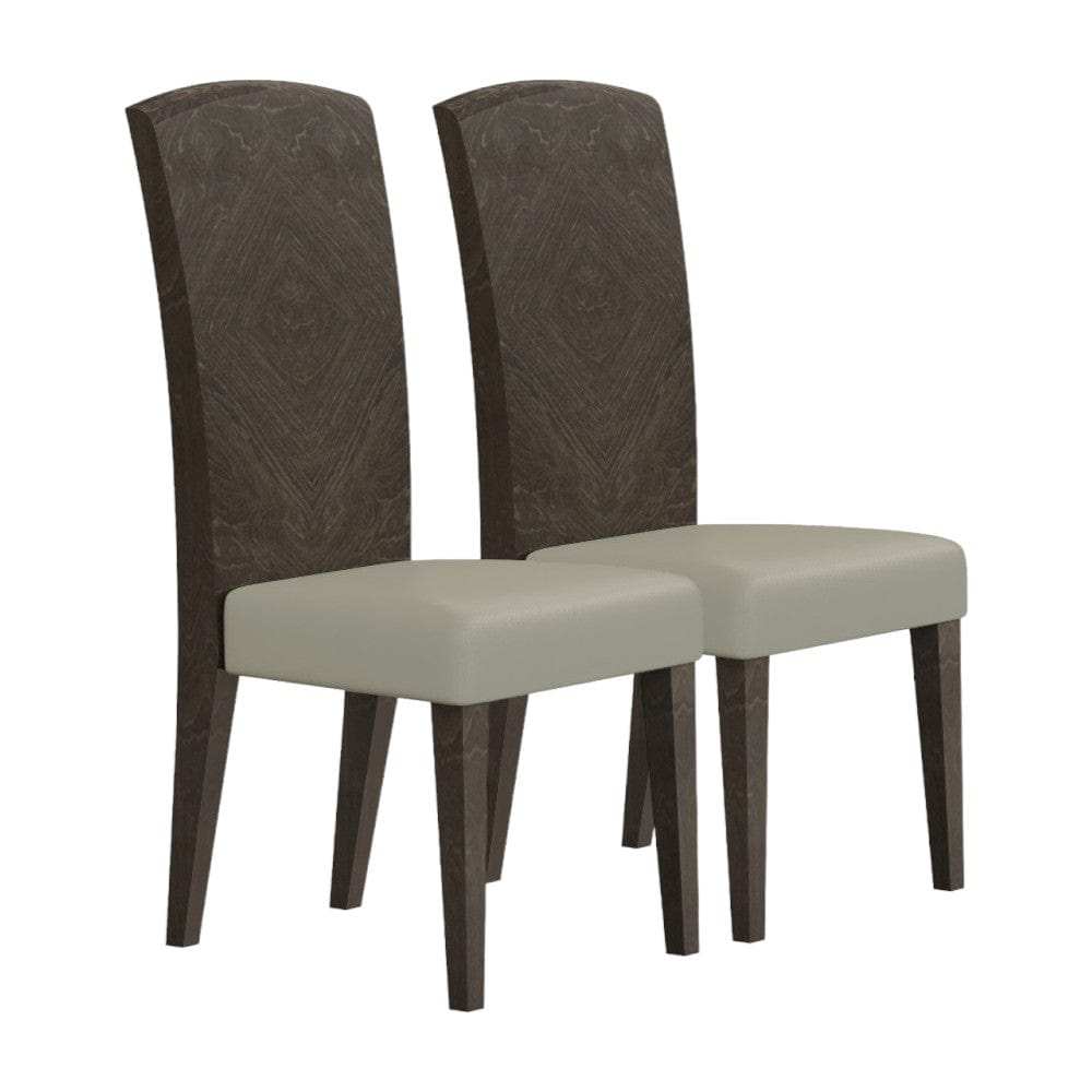 Set of Two Gray And Espresso Upholstered Dining Side Chairs - Homeroots - Flyclothing LLC