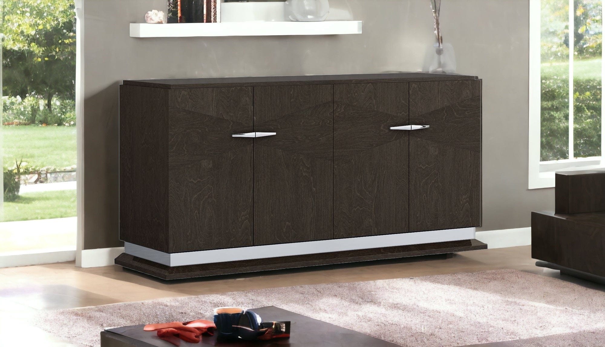72" Gray Two Drawer Buffet Table Soft Close with Four Doors - Homeroots - Flyclothing LLC