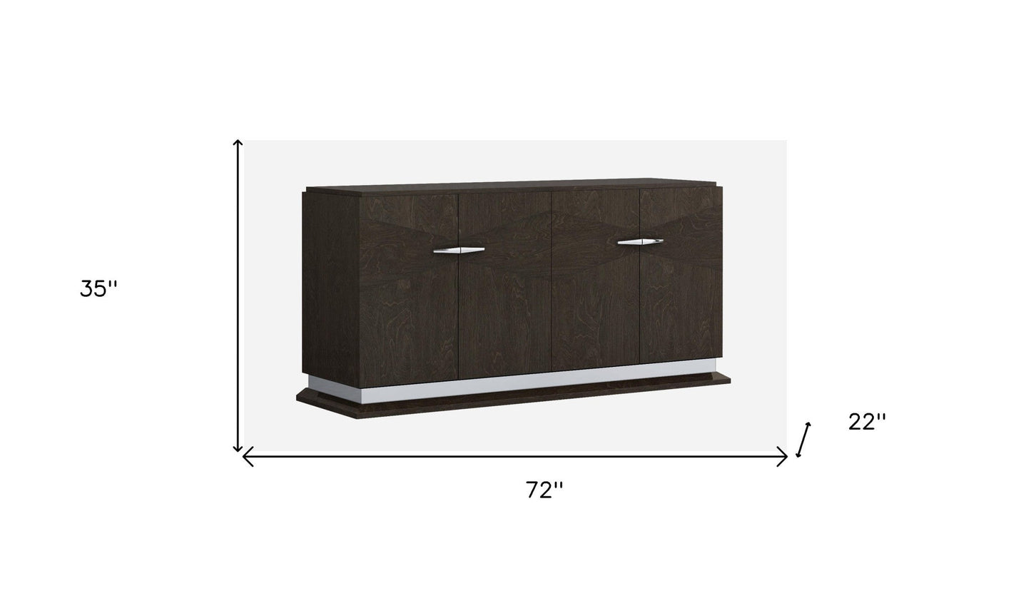 72" Gray Two Drawer Buffet Table Soft Close with Four Doors - Homeroots - Flyclothing LLC