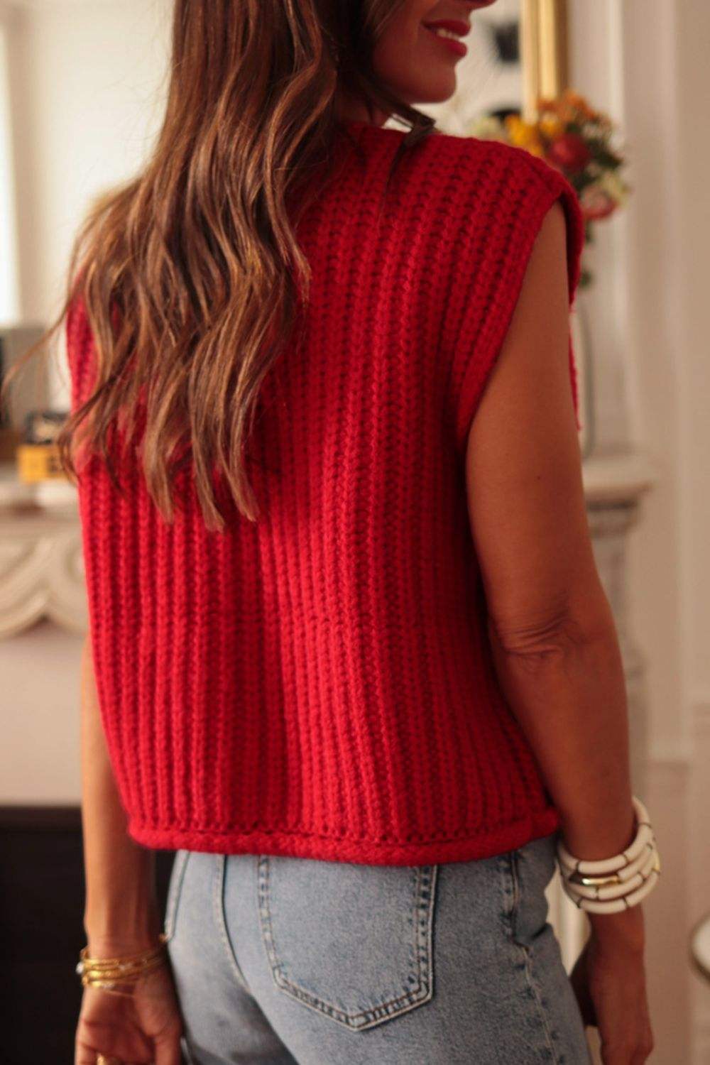 Button Down Sweater Vest with Pockets - Trendsi - Flyclothing LLC