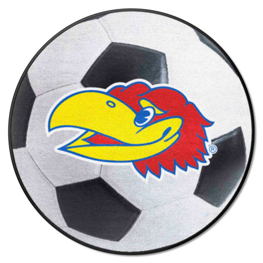 Kansas Jayhawks Soccer Ball Rug - 27in. Diameter - Kansas
