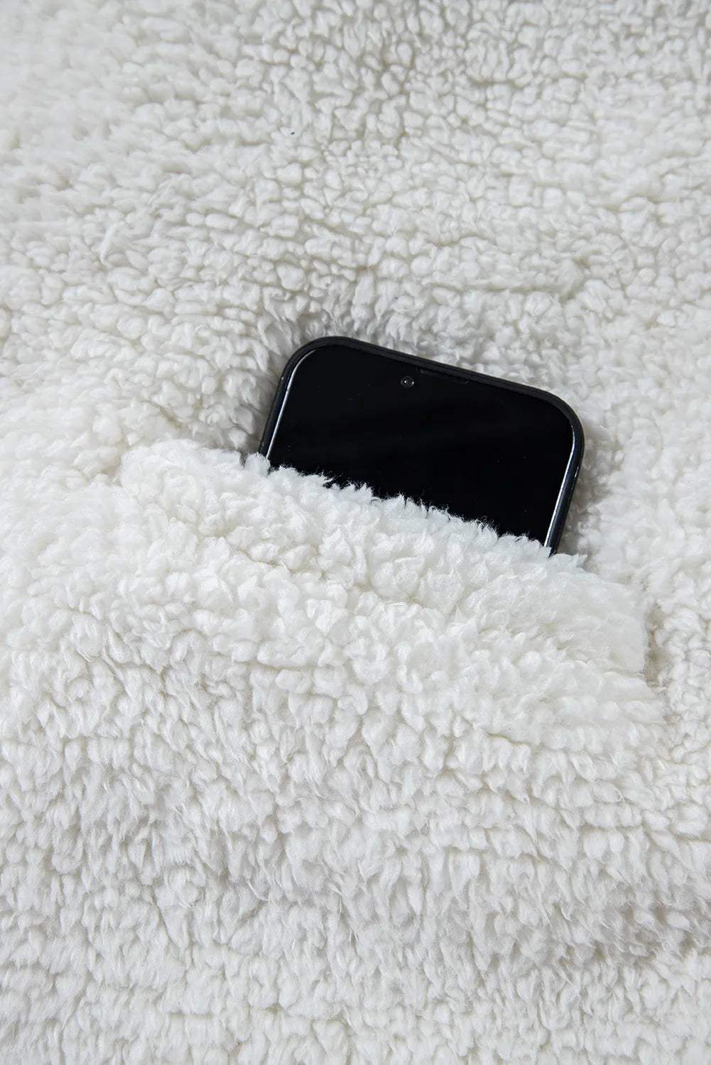 Fuzzy One Button Long Sleeve Jacket - Trendsi - Flyclothing LLC