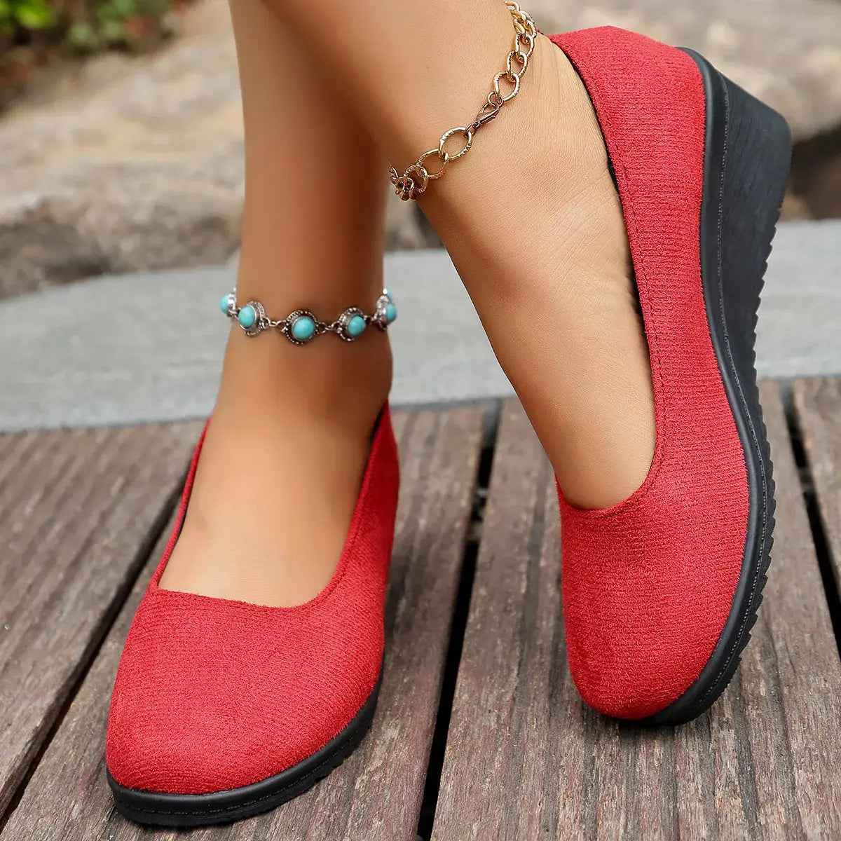 Wedge Heel Slip-On Loafers - Trendsi - Flyclothing LLC