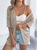 Openwork Open Front Half Sleeve Cardigan - Trendsi - Flyclothing LLC