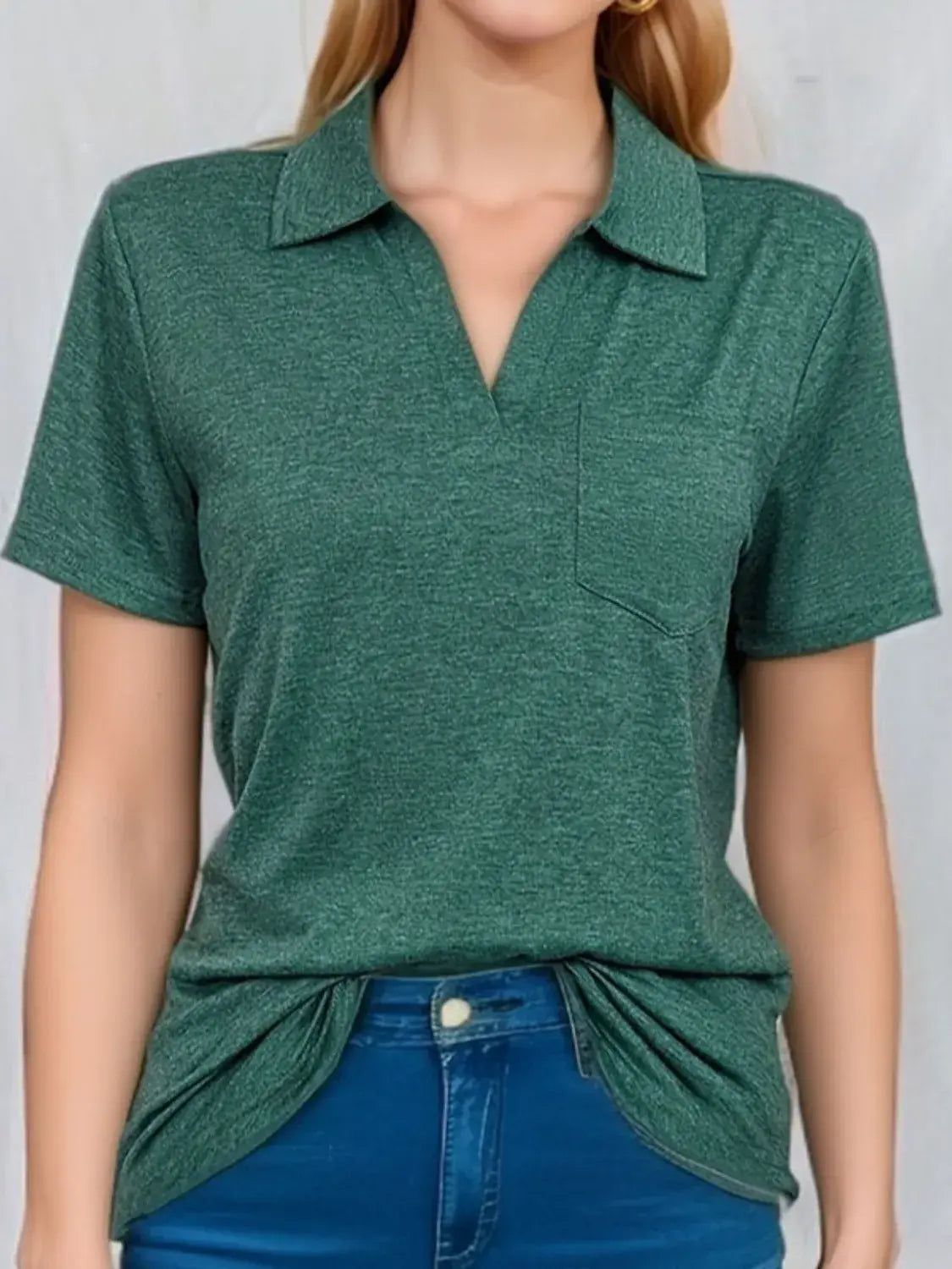 Johnny Collar Short Sleeve Top - Trendsi - Flyclothing LLC