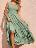 Tiered Smocked Wide Strap Dress - Trendsi