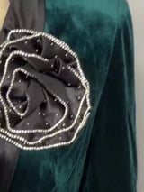 Velvet Rose Embellished One Button Blazer - Trendsi - Flyclothing LLC